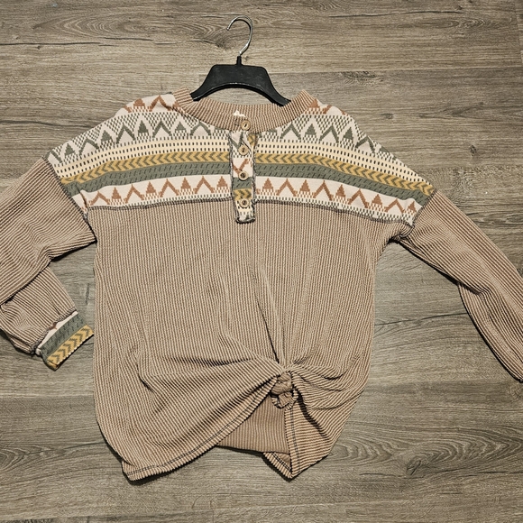 Tribal Patterned Knit Long Sleeve - Picture 1 of 7